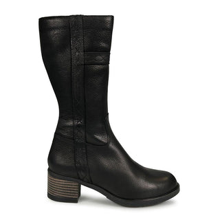 Women’s Black Knee-High Boots – Tumbled Leather – Low Block Heel Van-Dal Shoes