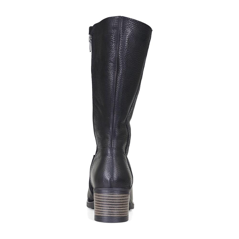 Women’s Black Knee-High Boots – Tumbled Leather – Low Block Heel Van-Dal Shoes