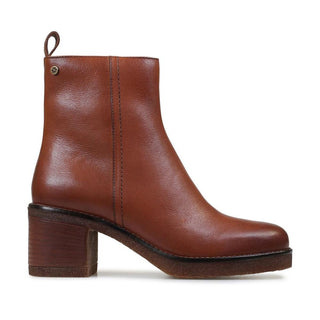Tan tumbled leather contemporary comfort boots with extra wide EE fit and 70mm platform heel