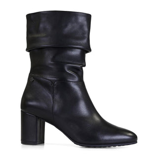 Women’s Ruched High Boots – Black Leather – Extra Wide EE Fit Van-Dal Shoes