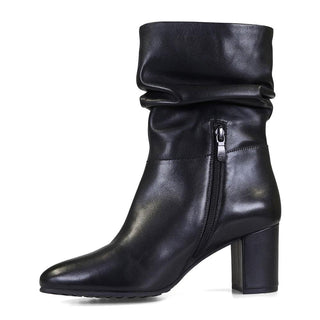 Women’s Ruched High Boots – Black Leather – Extra Wide EE Fit Van-Dal Shoes