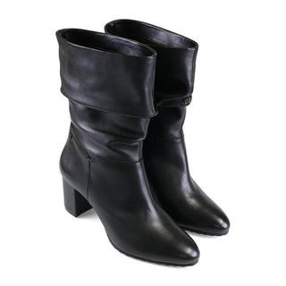 Women’s Ruched High Boots – Black Leather – Extra Wide EE Fit Van-Dal Shoes