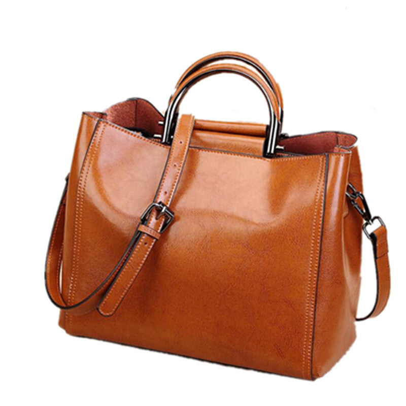 Waxed Cowhide Leather Handbag