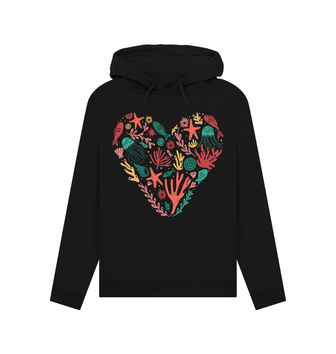 organic cotton heart-shaped coral hoodie