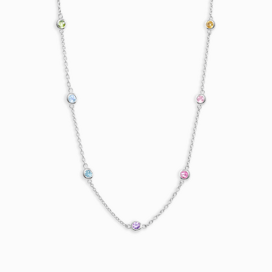 Rainbow Gemstone Necklace in Sterling Silver Vianne Jewellery