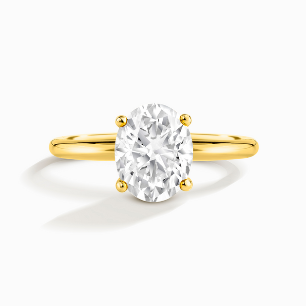 2 Carat Oval Solitaire Moissanite Engagement Ring | 18k Gold Vermeil | D Colour Vianne Jewellery
