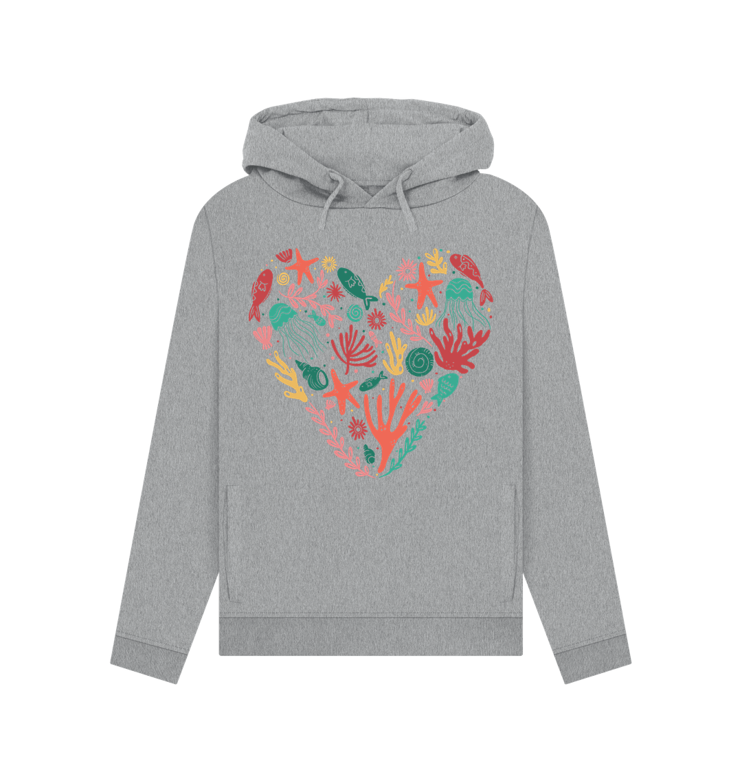 organic cotton heart-shaped coral hoodie