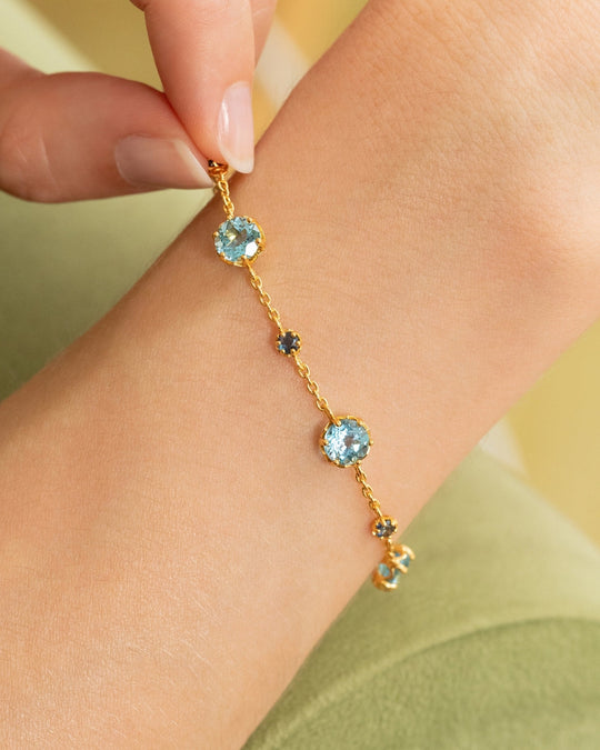 Blue Sapphire & Blue Topaz Jewellery Set | 18k Gold Vermeil | Bracelet & Earrings Vianne Jewellery