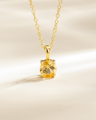 Citrine Solitaire Pendant Necklace in 18k Gold Vermeil Vianne Jewellery