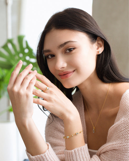 Complete Set - Blue Topaz Jewellery Set in 18k Gold Vermeil Vianne Jewellery