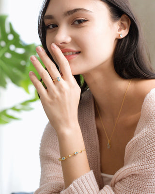 Complete Set - Blue Topaz Jewellery Set in 18k Gold Vermeil Vianne Jewellery