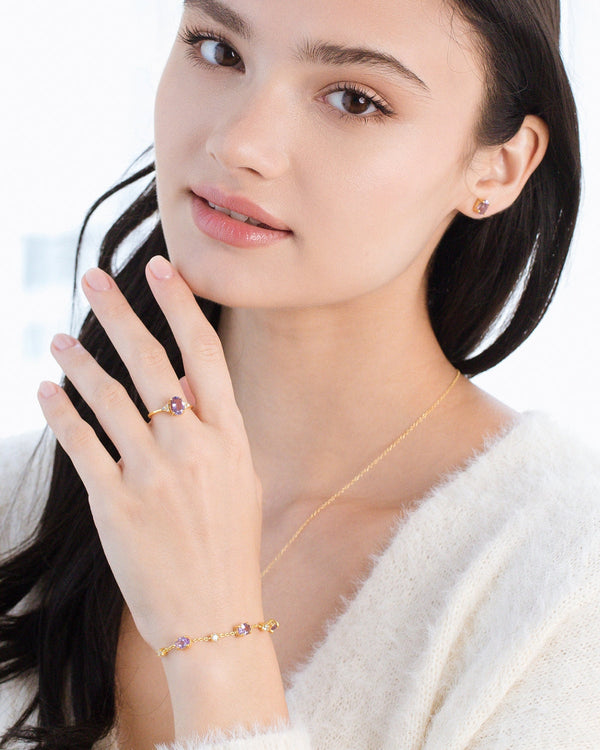 Mini Set 2 - Amethyst Jewellery Set in 18k Gold Vermeil Vianne Jewellery