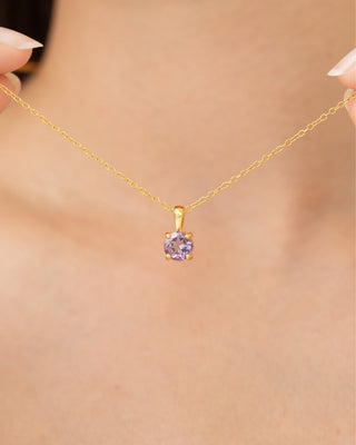 Lavender Amethyst Solitaire Pendant Necklace in 18k Gold Vermeil Vianne Jewellery