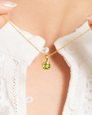 Peridot Solitaire Pendant Necklace in 18k Gold Vermeil Vianne Jewellery