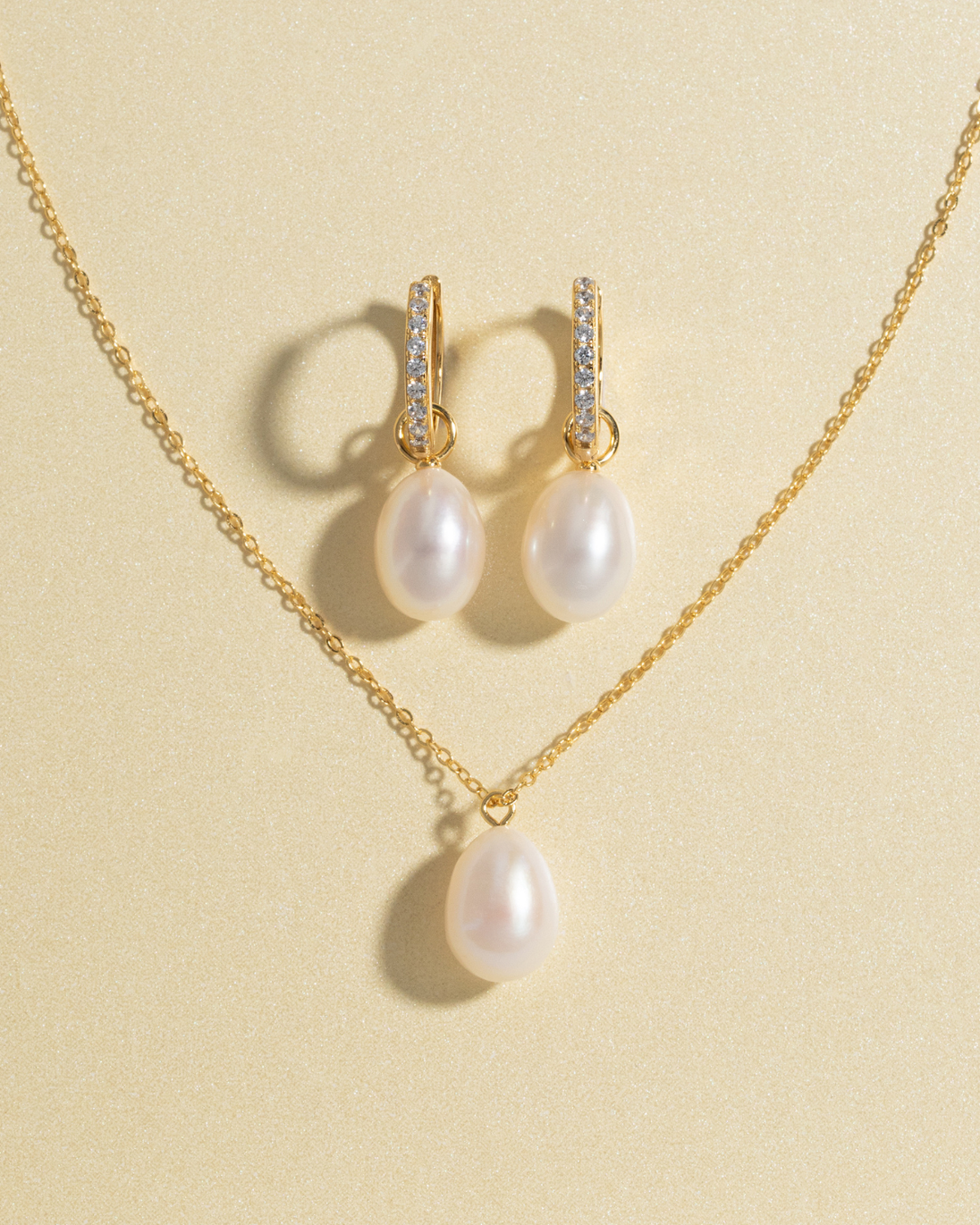 Pearl Hoop Drop Earrings with Removable Pearls  in 18k Gold Vermeil Vianne Jewellery