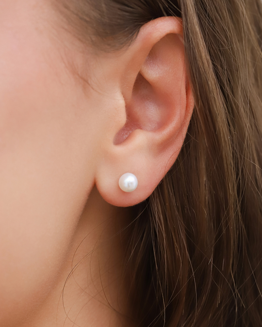 Pearl Stud Earrings | Sterling Silver | Natural Freshwater Pearls 6mm Vianne Jewellery
