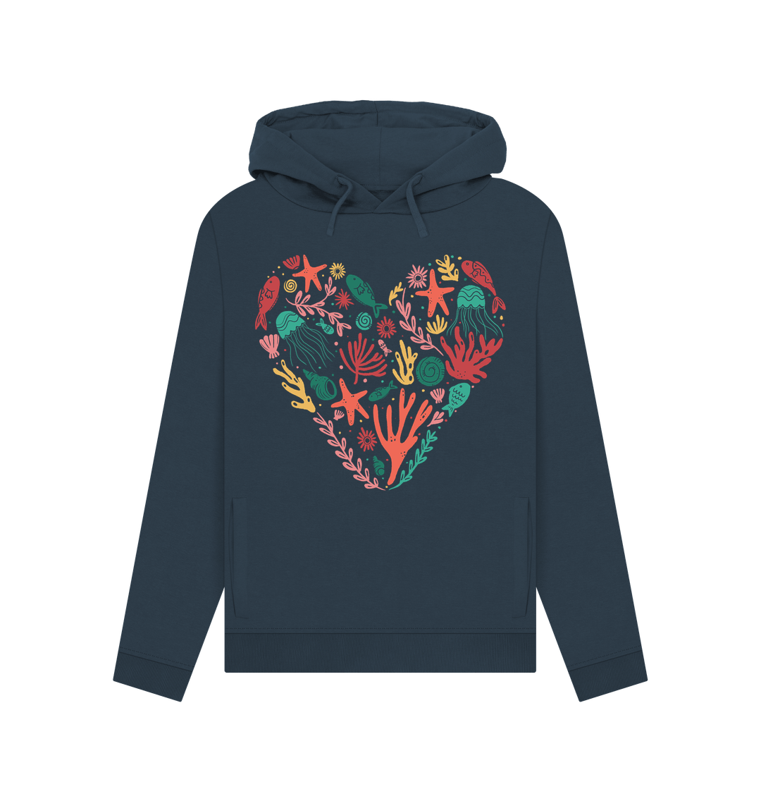 organic cotton heart-shaped coral hoodie