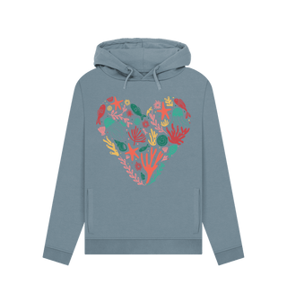 organic cotton heart-shaped coral hoodie