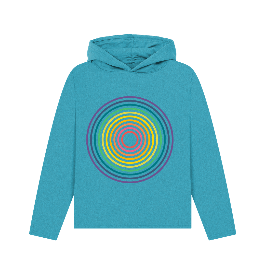 Ocean Blue Organic colorful concentric circle hoodie