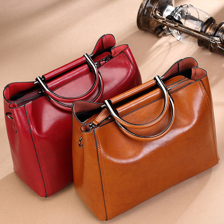 Waxed Cowhide Leather Handbag