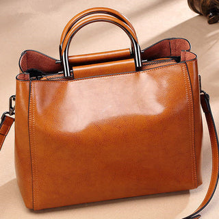 Waxed Cowhide Leather Handbag