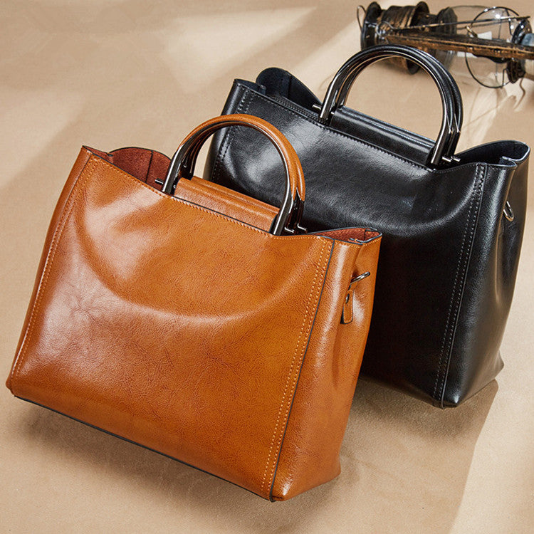 Waxed Cowhide Leather Handbag