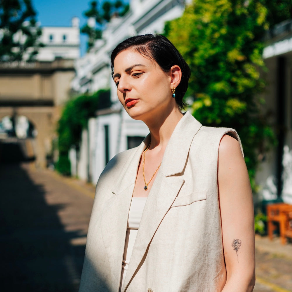 Charis Round Gemstone Necklace Pariba Onyx Azuni London