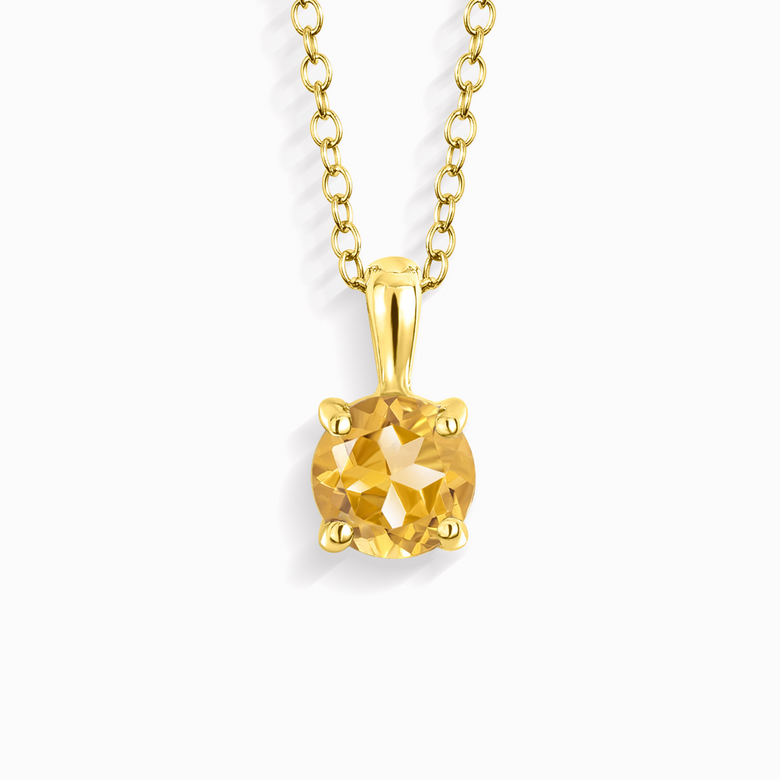 Citrine Solitaire Pendant Necklace in 18k Gold Vermeil Vianne Jewellery