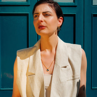 Charis Round Gemstone Necklace Pariba Onyx Azuni London