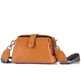 Refined First-Layer Cowhide Leather Crossbody Bag