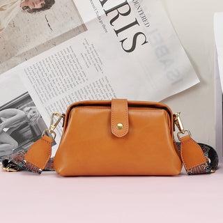 Refined First-Layer Cowhide Leather Crossbody Bag