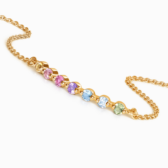 Pastel Rainbow Gemstone Bracelet | 18k Gold Vermeil | 7 Natural Gemstones Vianne Jewellery