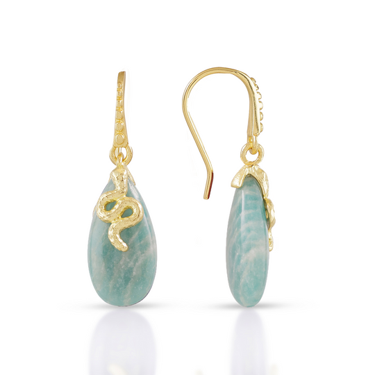 Medusa Gemstone Drop Earrings | Azuni London 22K Gold | Amazonite Azuni London