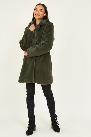 Yumi Green Faux Fur Coat Yumi