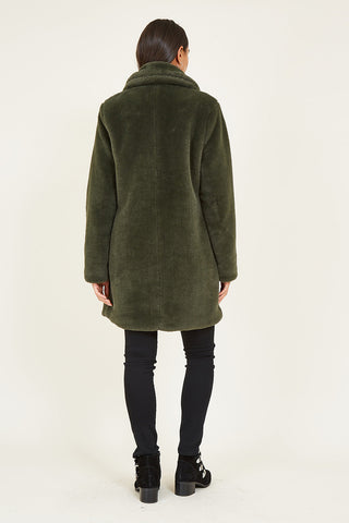 Yumi Green Faux Fur Coat Yumi