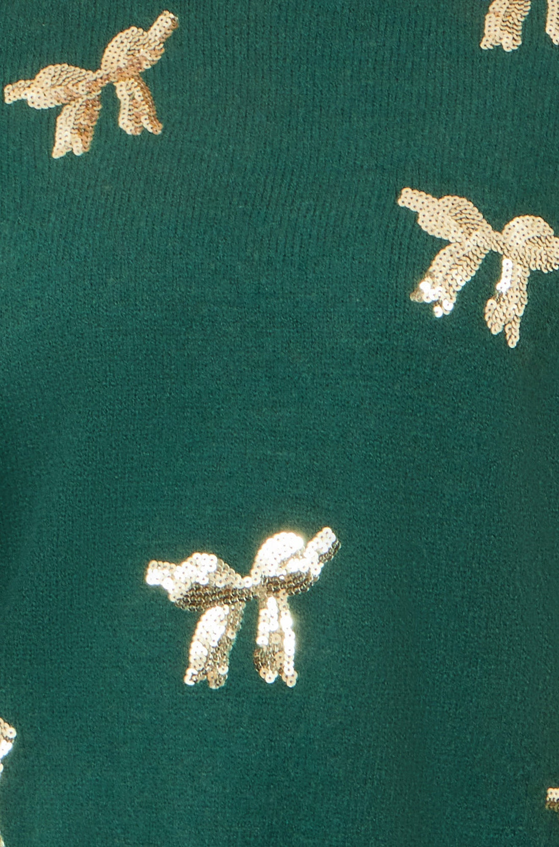 Green Sequin All Over Applique Bow Knitted Jumper Yumi