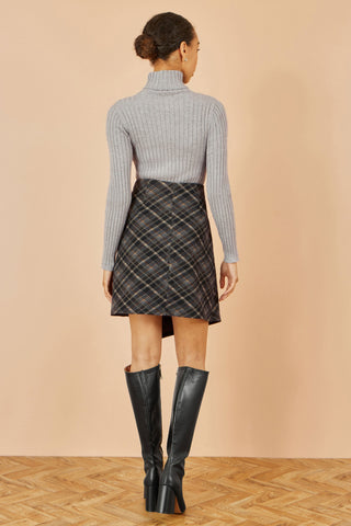 Yumi Black Check Wrap Skirt With Buckle Yumi