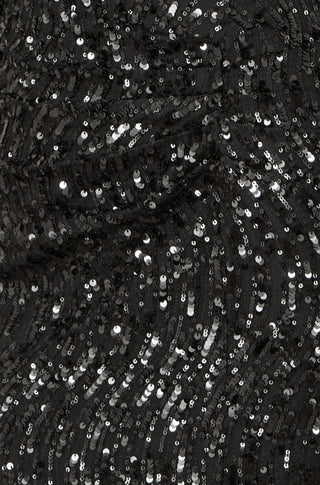 Yumi Black Sequin Fitted Wrap Dress With Split Hem Yumi