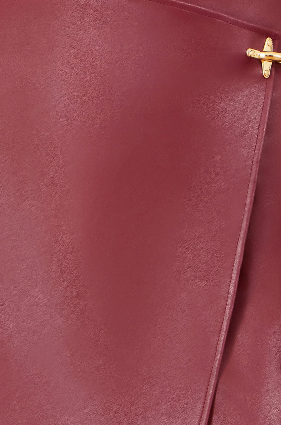 Yumi Burgundy Faux Leather Wrap Mini Skirt Yumi