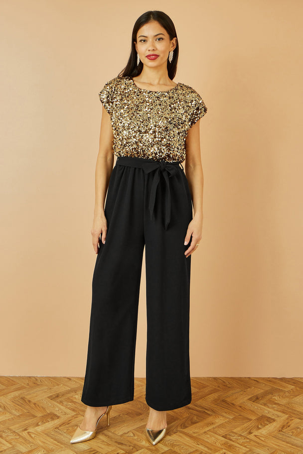 Gold Sequin Top Stretch Jumpsuit Yumi