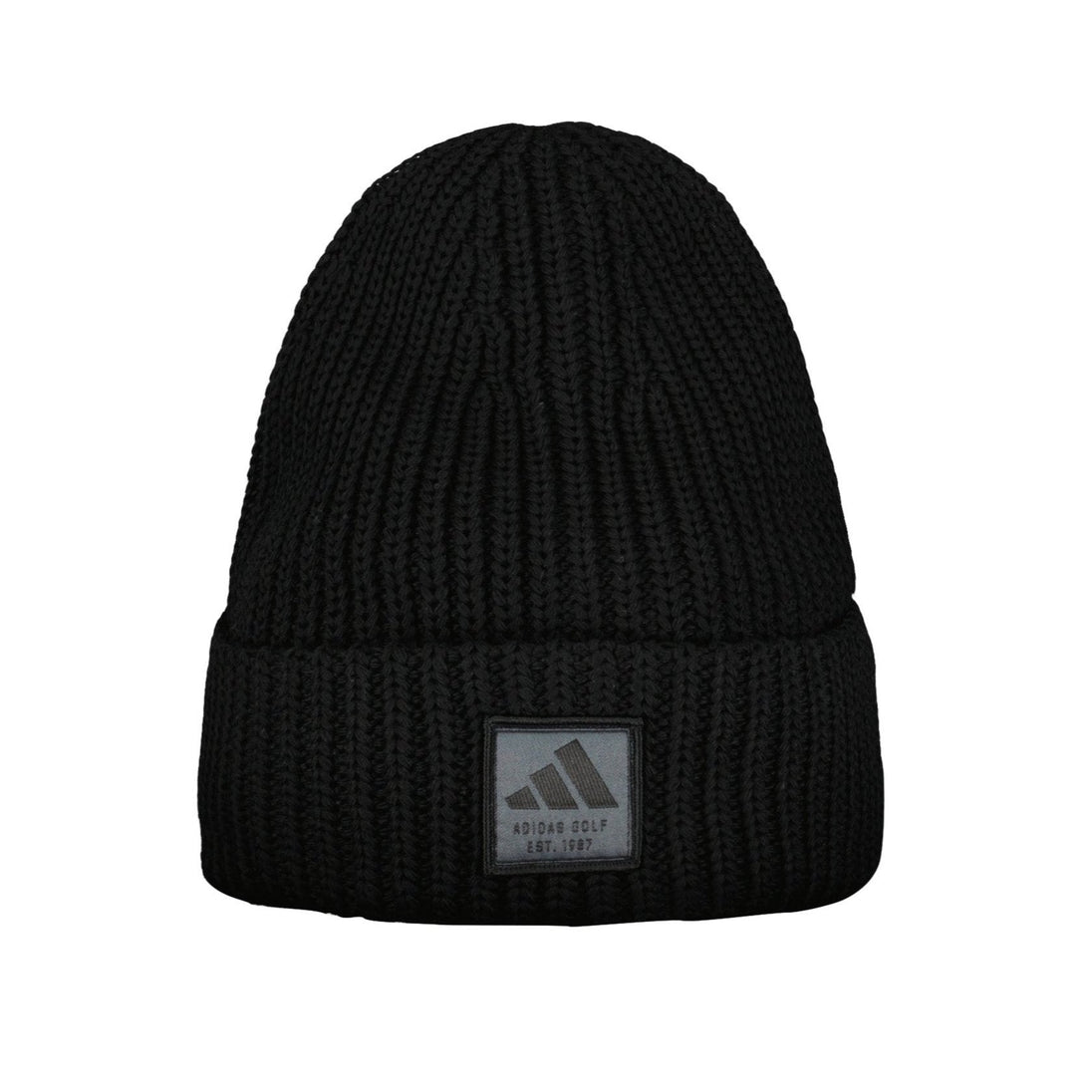 Adidas Novel Golf Beanie black knit warm performance cap with logo patch