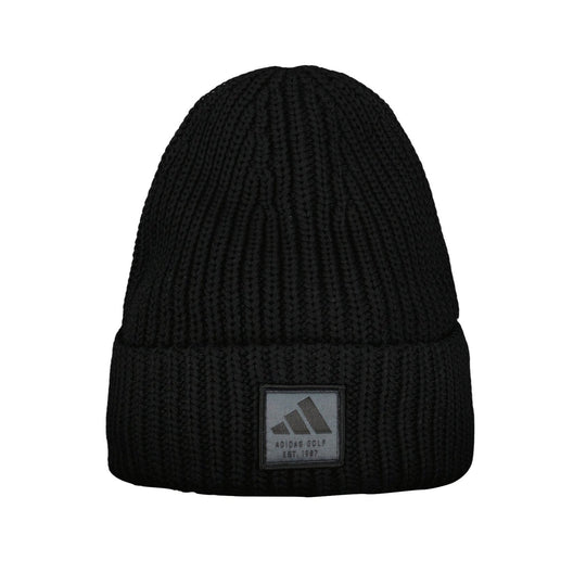 Adidas Novel Golf Beanie black knit warm performance cap with logo patch