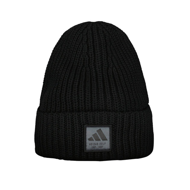 Adidas Novel Golf Beanie black knit warm performance cap with logo patch