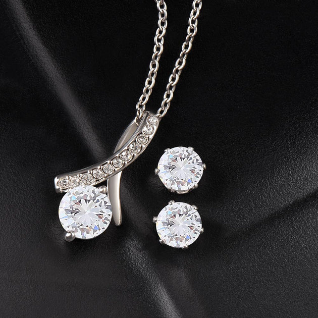  Cubic Zirconia Earring Set and Alluring Beauty Necklace