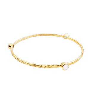 Thalia Three Stone Stacking Bangle Rainbow Moonstone Azuni London