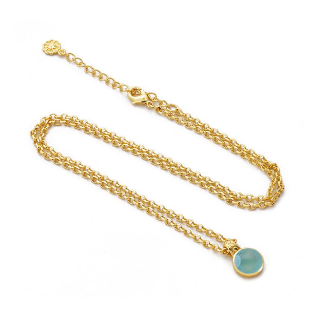 Charis Round Gemstone Necklace | Azuni London 22K Gold | Pariba Onyx Azuni London