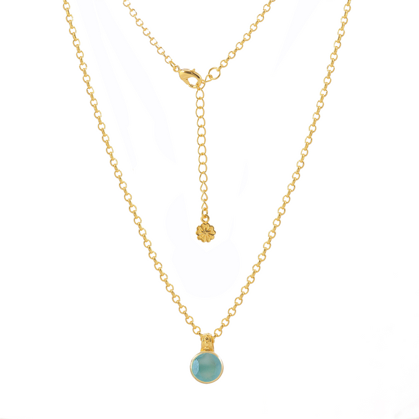 Charis Round Gemstone Necklace | Azuni London 22K Gold | Pariba Onyx Azuni London