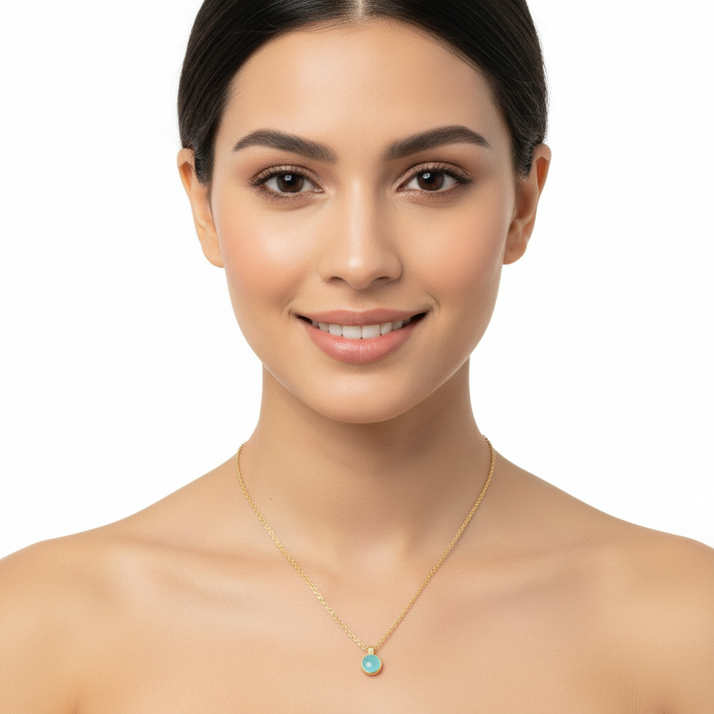 Charis Round Gemstone Necklace Pariba Onyx Azuni London