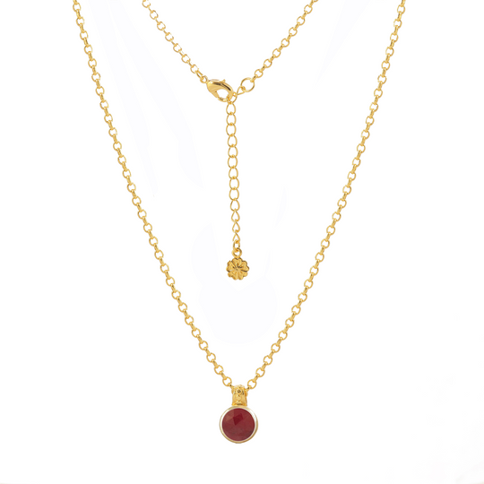 Charis Round Gemstone Necklace | Azuni London 22K Gold | Ruby Azuni London
