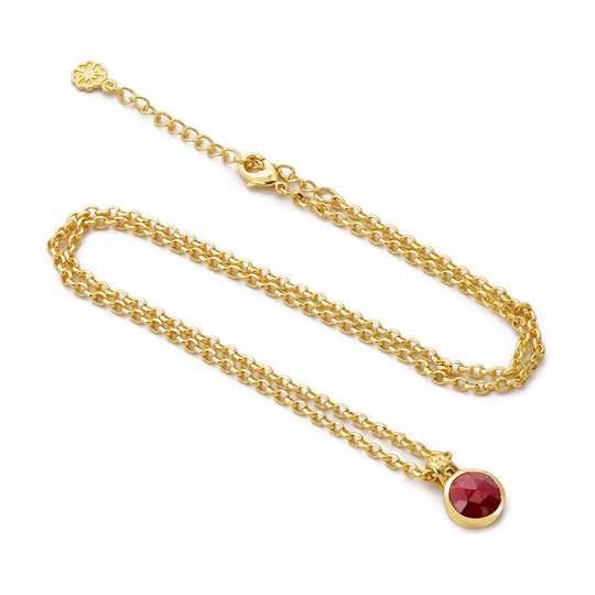 Charis Round Gemstone Necklace | Azuni London 22K Gold | Ruby Azuni London